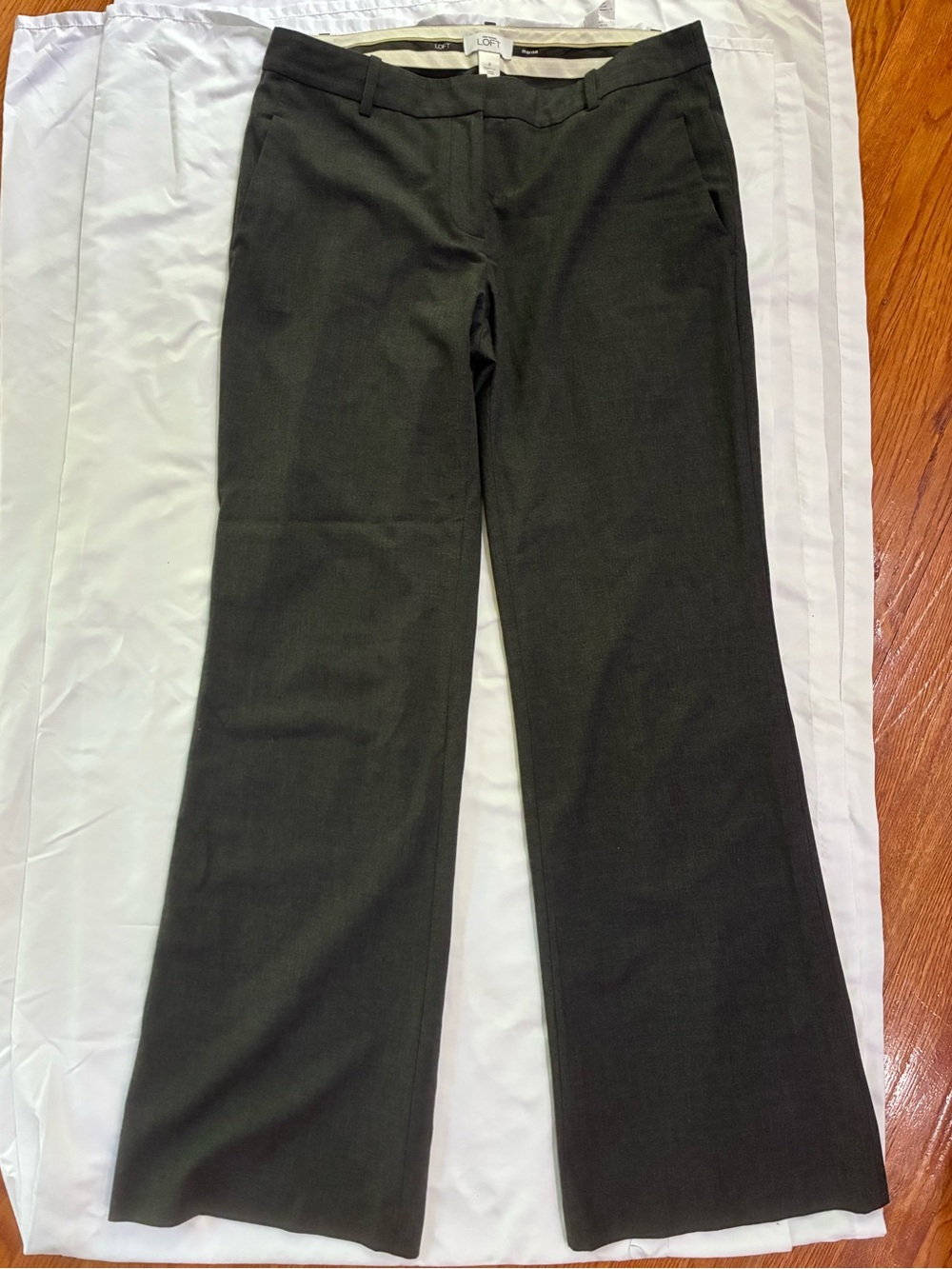 LOFT Dark Gray Wide Leg Dress Pants
